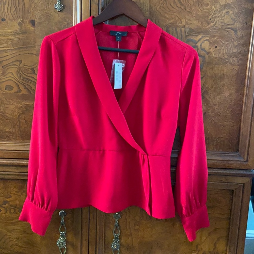 Drapey faux-wrap top in 365 crepe (Size 8) Brand New Side Zipper